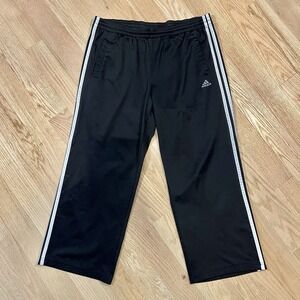 Adidas Pants Men's Large Black White Stripe Baggy Wide Leg Track Sweatpants Y2K